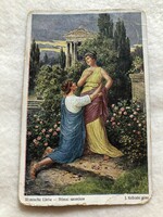 Antik, régi romantikus képeslap                           -6.