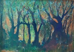 Erdő című absztrakt festmény