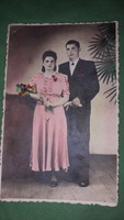 Antik cca.1930. retusált esküvői fotó TÍMÁR FOTÓ SZABADKA fotó képeslap a képek szerint