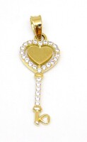 Stoned gold key pendant (zal-au117513)