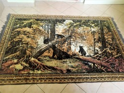 Bears - antique silk carpet tapestry