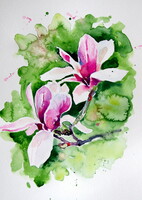 Magnolia - watercolor painting / magnólia - akvarell festmény