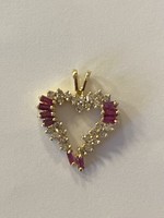 Vintage gold heart pendant with real rubies and diamonds!