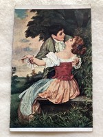 Antik, régi romantikus képeslap - Postatiszta                        -6.