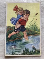 Antique, old József Tury graphic postcard -6.