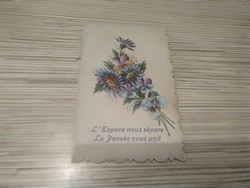 Antik kézzel készített Üdvözlő képeslap.
