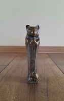 Antik fáraó macska egérrel bronz szobor Műércz Öntőde Budapest