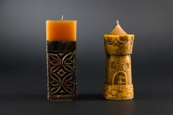 Candles, large, old, 2 pieces.
