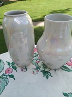 Hollóházi porcelán irizáló váza párban eladó!16 cm, 17 cm magas