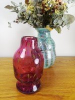 Rózsaszín pink vintage üveg váza - 50116