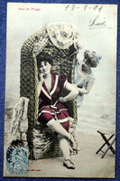 Antique humorous photo postcard - ladies in swimwear