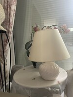New! White ceramic table lamp with a classic ribbed body