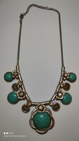 Design necklace metal blue with presumably turkinite (painted howlite) stones