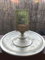 Antique marked Art Nouveau ashtray with match holder.