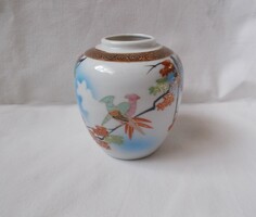 Keleti,kínai aranyozott virágtartó váza,madár,juharlevél mintás