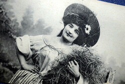 Antique photo postcard - lady