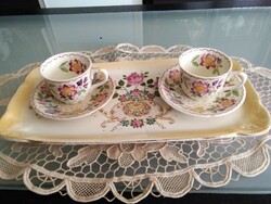 Antique English mason's ironstone arbor faience coffee cups with faience tray!