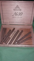 Retro WILLEM ii. NO.30 HOLLAND fából készült szivar doboz SZIVAROKKAL 16 x 10 x 3 cm a képek szerint