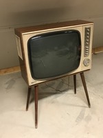 Black and white TV on delta legs from the 70s