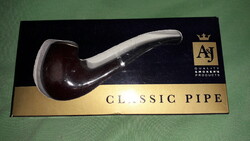 Old a & j quality curved stem wooden classic pipe with box as shown in pictures