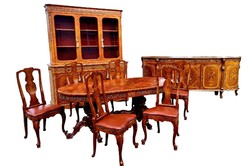 A720 inlaid, copper veined dining room set