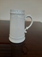 White Herend porcelain beer mug, glass