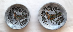 Pair of retro ceramic wall plates with birds