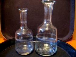 Antique striped portion glasses, bottles, with crown crest. They are sold together.