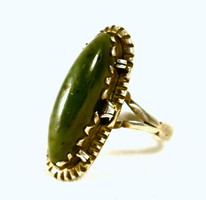 Old and big head polished silver ring with green stones!