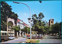 Gyöngyös, main square, postal clean postcard, 1983