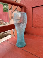 Retro rarer turquoise vase cracked beautiful veil glass veil Carcagi berek bath glass