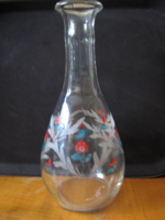 Ground, polished floral calibrated 1 l bottle, offering, decanter