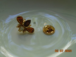 Bee gold-plated brooch with polished stones butterfly patent