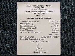 Xxix. Summer Olympics - Beijing .925 Silver Certificate of HUF 5,000 2008 (id58806)