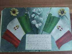 Régi I. világháborús képeslap, 1918-ból, emlék az olasz harctérről