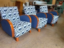 Refurbished designer art deco armchairs