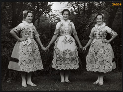 Larger size, photo art work by István Szendrő. Women in Kalocsa folk costume, 1960s