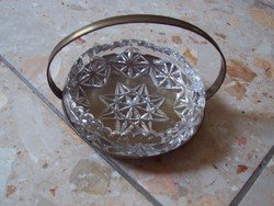 Serving basket with antique glass insert