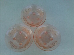 Pink glass daisy compote bowl 3 pcs