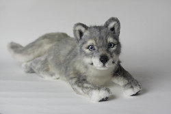 Lifelike, realistic wolf cub artistic plush to order