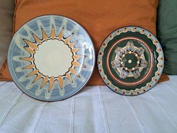 2 Bulgarian hand-painted glazed ceramic wall plates