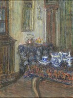 Hungarian artist around 1940: interior with tea set