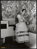 Larger size, photo art work by István Szendrő. Kalocsa, wall painting in folk costume, 1940s