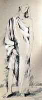 XX. No. Hungarian painter: nude in shroud