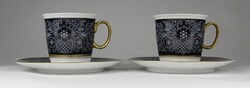 1N475 Patrícia mintás arany fekete cseh porcelán kávéscsésze pár