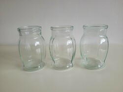 Old vintage 3 pcs green ribbed 1 l glass Ladány cannery canning jar canning jar