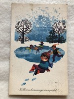 Régi Karácsonyi rajzos képeslap - Tomaska Irén rajz                           -6.