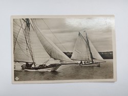 Old postcard Balaton sailing ships