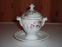 Antique porcelain mustard, sugar bowl (03)