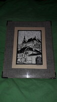 1975. Very nice engraving under glass Turkish a: perhaps with a sign sopron wall picture 35x20cm according to the pictures